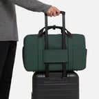 Men's travel duffel bag in green with trolley sleeve for convenient airport carry on rolling luggage. Abbot Green,Kenmare Black,Essex Blue, Stone Grey