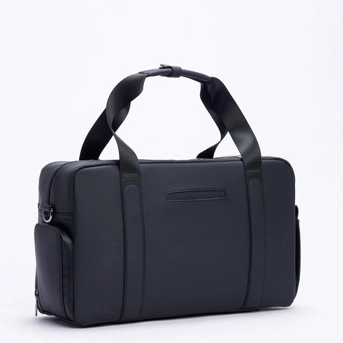 FTL Lite black duffel bag with carry handles and side pocket for gym and work.